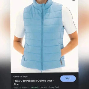Foray Golf Packable Blue Quilted Vest New With Tag